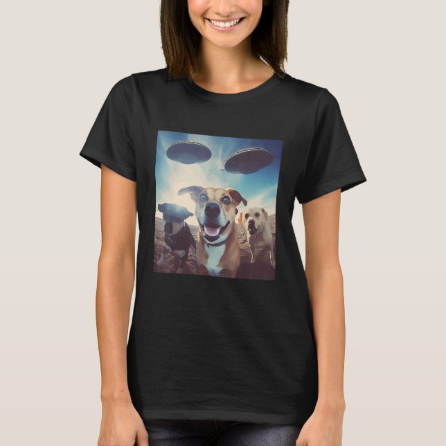 Dogs Selfie with UFOs for Dog  and UFO T-Shirt (Vorderseite)