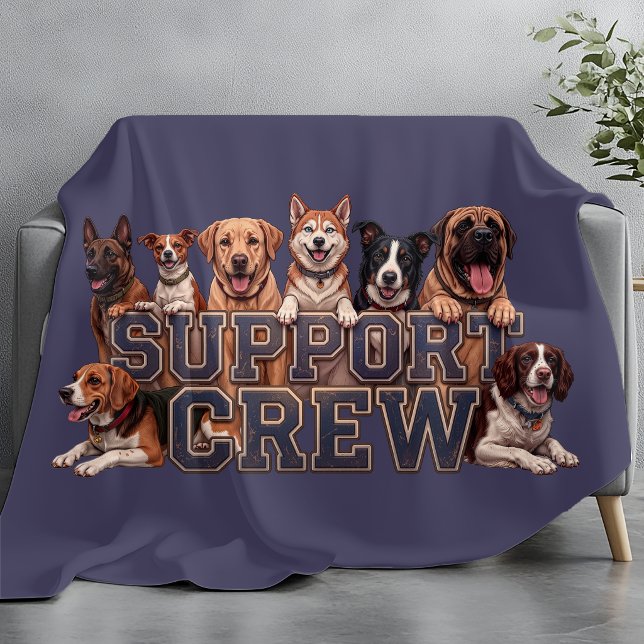 Dogs Support Crew Multi Breed Owner Blue Dog Lover Fleecedecke (Von Creator hochgeladen)