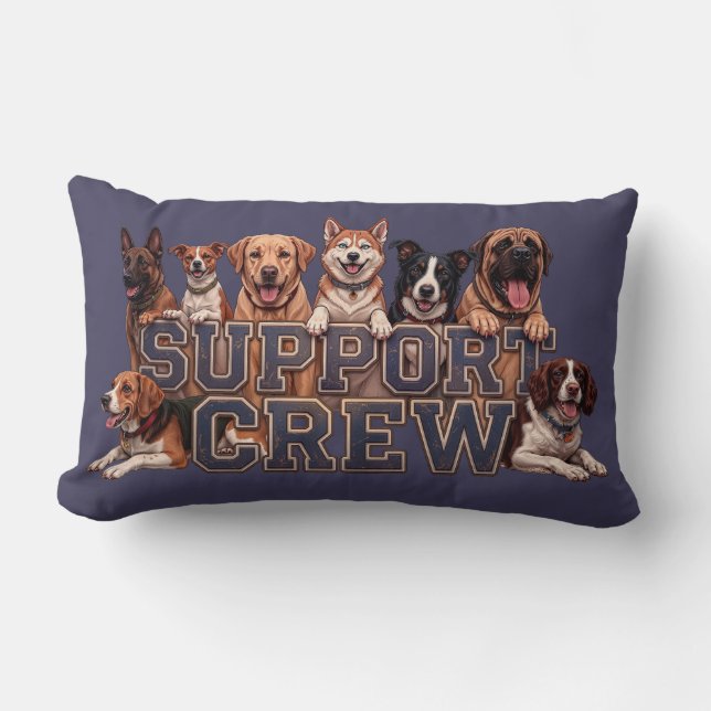 Dogs Support Crew Multi Breed Owner Blue Dog Lover Lendenkissen (Vorderseite)