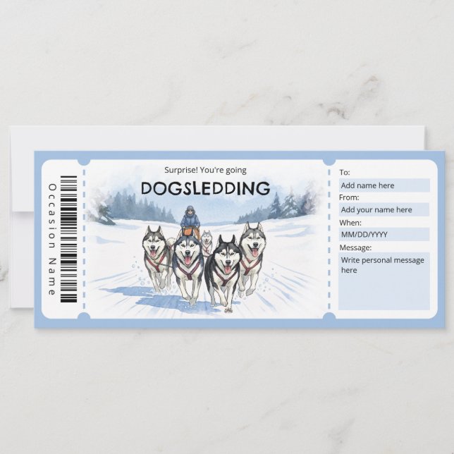 Dogsledding Gift Certificate Einladung (Vorderseite)