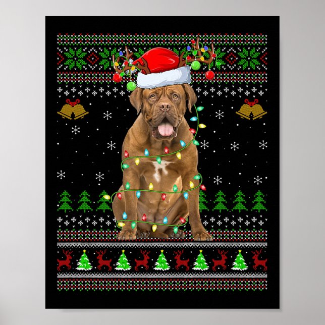 Dogue De Bordeaux Dog Ugly Christmas Sweaters Holi Poster (Vorne)