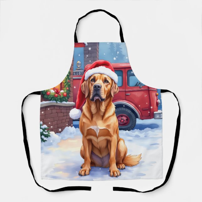 Dogue de Bordeaux Feuerwehrstation Santa Hut Schürze (Vorderseite)
