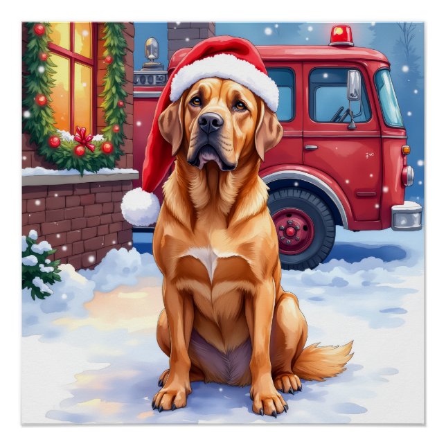 Dogue de Bordeaux Firefighter Station Santa Hat Poster (Vorderseite)