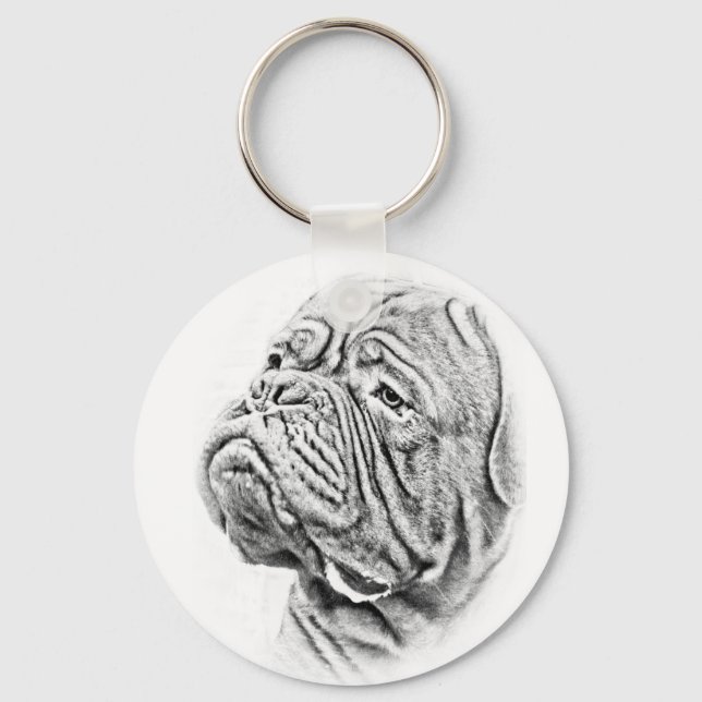 Dogue De Bordeaux, französischer Mastiff Schlüsselanhänger (Vorderseite)