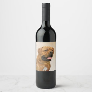 Dogue de Bordeaux Gemälde - Niedliche Hunde Kunst Weinetikett