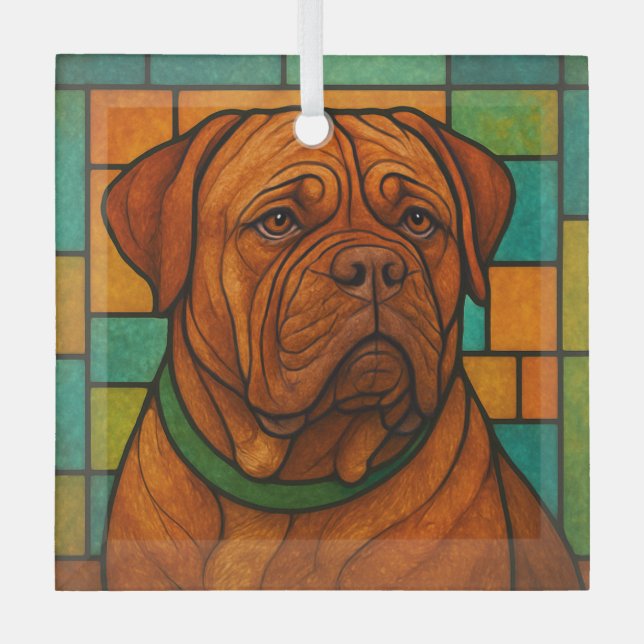 Dogue de Bordeaux "Hartglas" Ornament Aus Glas (Vorderseite)