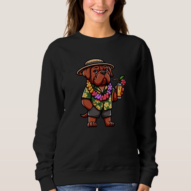 Dogue De Bordeaux Hawaii Dog Funny Summer Sweatshirt (Vorderseite)