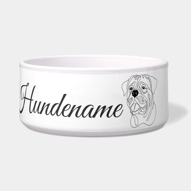 Dogue de Bordeaux Line Art personalized bowl Napf (Vorderseite)