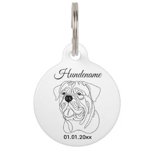 Dogue de Bordeaux Line Art Personalized Tag Haustiermarke