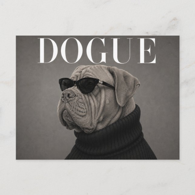 Dogue de Bordeaux Luxus-Mode-Editorial Postkarte (Vorderseite)