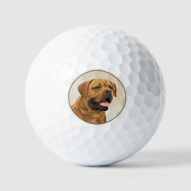 Dogue de Bordeaux Malerei - Niedliche Original Dog Golfball (Vorderseite)