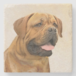 Dogue de Bordeaux Malerei - Niedliche Original Dog Steinuntersetzer