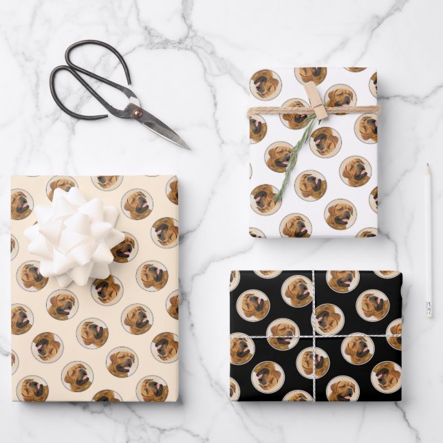 Dogue de Bordeaux Malerei Original Haustier Hund K Geschenkpapier Set (Vorderseite)