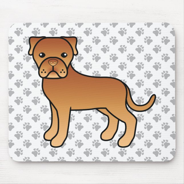 Dogue De Bordeaux Niedlicher Cartoon Dog Mousepad (Vorne)