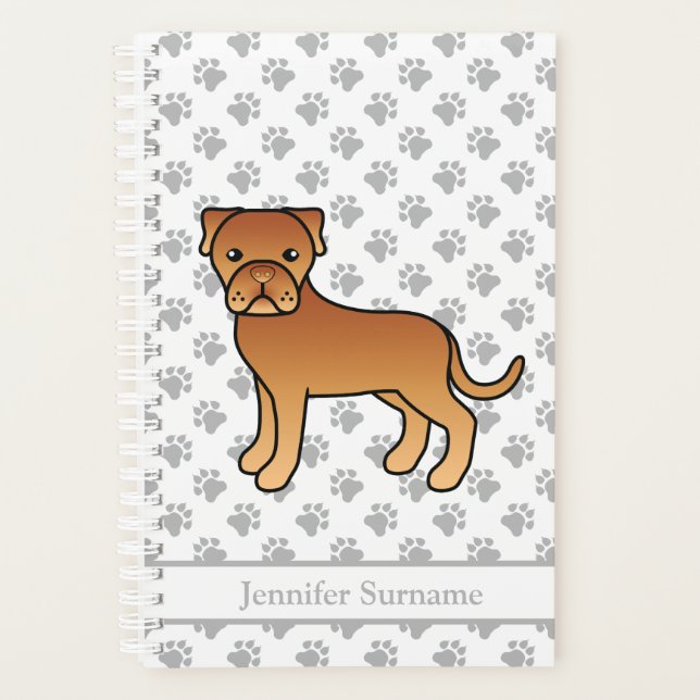 Dogue De Bordeaux Niedlicher Cartoon Dog & Text Planer (Vorderseite)
