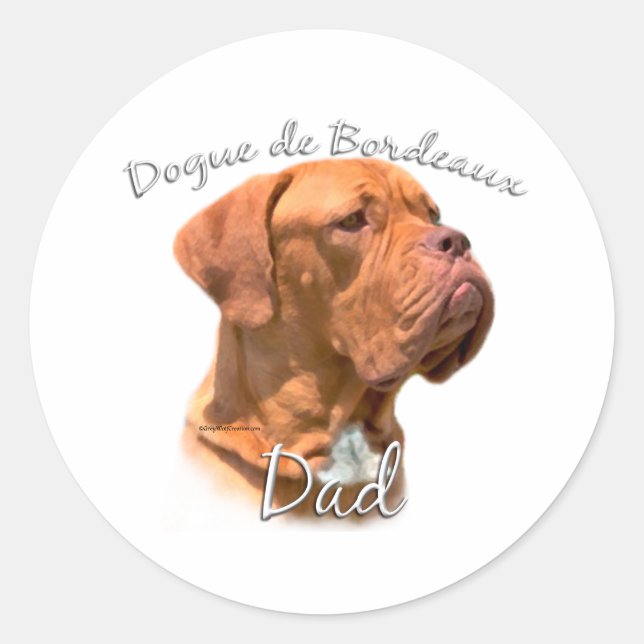 Dogue de Bordeaux Vater 2 Runder Aufkleber (Vorderseite)