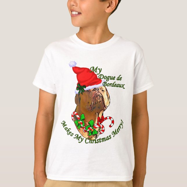 Dogue de Bordeaux Weihnachtsgeschenke T-Shirt (Vorderseite)