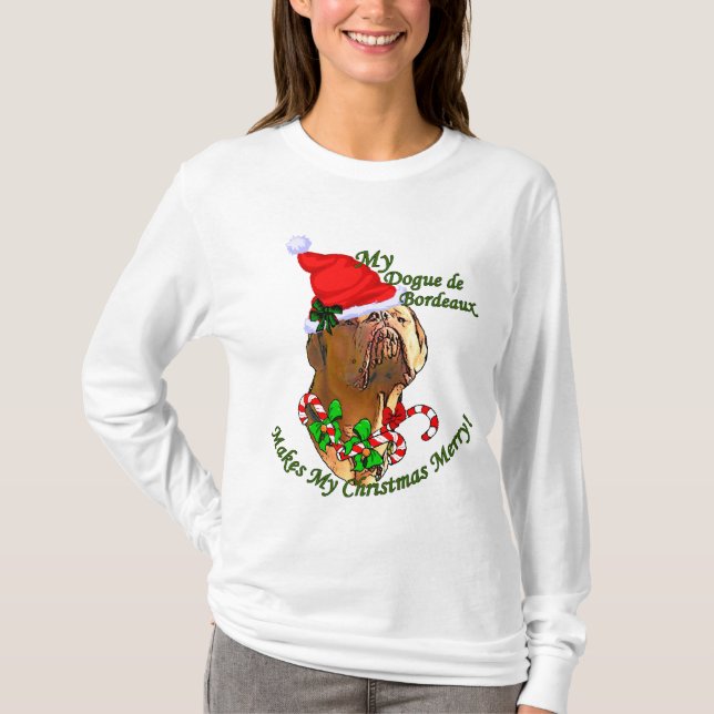Dogue de Bordeaux Weihnachtsgeschenke T-Shirt (Vorderseite)