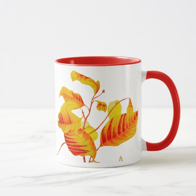 Dogwood-Blätter auf Combo-Tasse Tasse (Rechts)