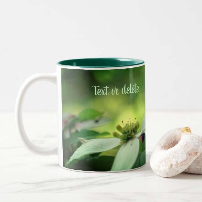Dogwood Blume Blossom Pair Personalisiert Zweifarbige Tasse (Mit Donut)