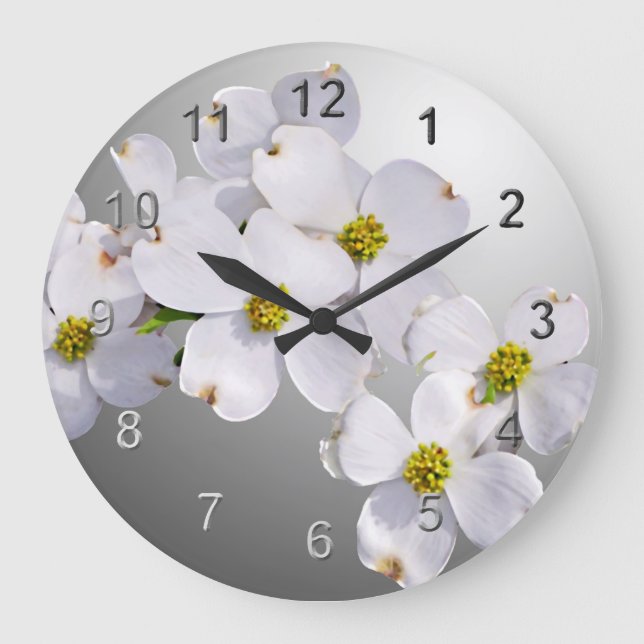 Dogwood-Blume Große Wanduhr (Vorderseite)