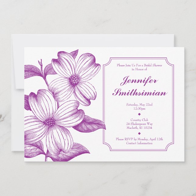 Dogwood Bridal Dusche Einladung (Vorderseite)