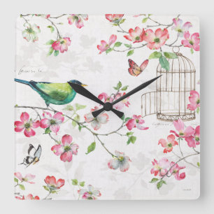 Dogwood-Garten Quadratische Wanduhr