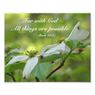 Dogwood mit Gottes Bibelzitat Inspiration 8x10 Fotodruck