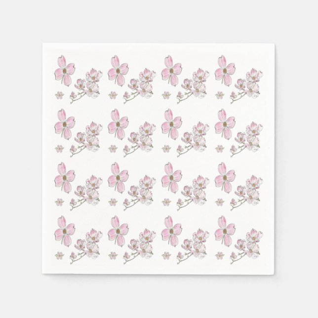 Dogwood Muster Design auf Papier Napkins Serviette (Vorderseite)