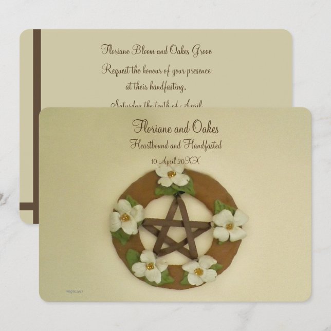 Dogwood-Pentagramm-Handhabung Einladung (Vorne/Hinten)