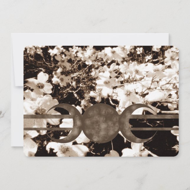 Dogwood Triple Moon Handfastkarte Einladung (Rückseite)