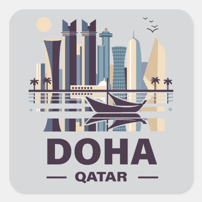 Doha-Halbinsel Katar Quadratischer Aufkleber (Vorderseite)