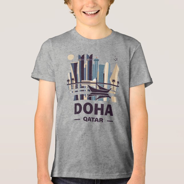 Doha-Halbinsel Katar Tri-Blend Shirt (Vorderseite)