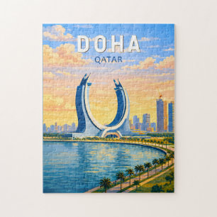 Doha Katar Illustration Reise Kunst Vintage Puzzle
