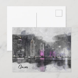 Doha, Katar - Postkarte für Aquarellfarben - Naher