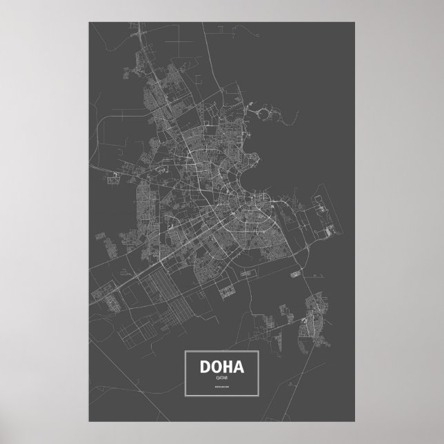 Doha, Katar (weiß auf schwarz) Poster (Vorne)