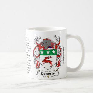Doherty, Ursprung, Bedeutung und das Wappen auf Kaffeetasse