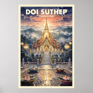 Doi Suthep Chiang Mai Vintage Reise Poster