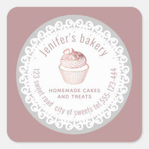 Doiace Rose gold Hübsche Kuchen und Leckereien Quadratischer Aufkleber