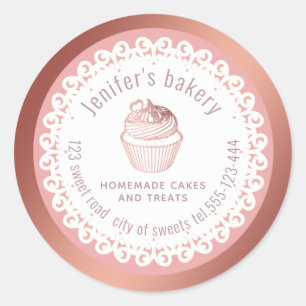 Doiace Rose gold Hübsche Kuchen und Leckereien Runder Aufkleber