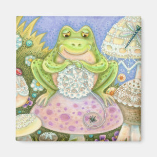 Doilies machen eine hoppy Zuhause FROG MAGNET Squa
