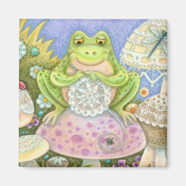 Doilies machen eine hoppy Zuhause FROG MAGNET Squa (Vorne)