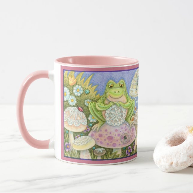 Doilies machen eine hoppy Zuhause FROG TASSE *Pink (Mit Donut)