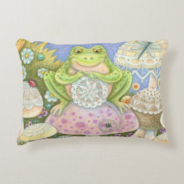 Doilies machen einen Hoppy Zuhause FROG ACCENT PIL Zierkissen (Vorderseite)