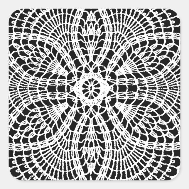 Doily Art Quadratischer Aufkleber (Vorderseite)