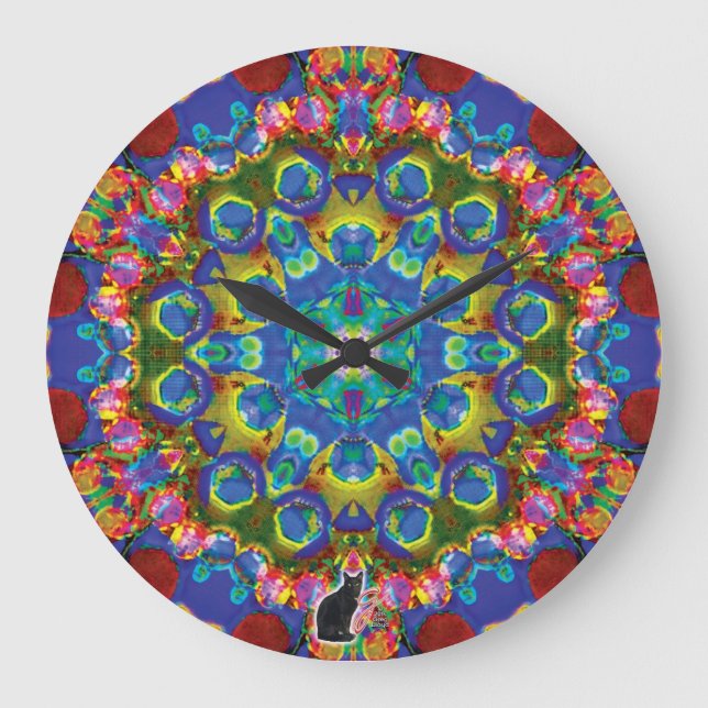 Doily Kaleidoscope Große Wanduhr (Vorderseite)