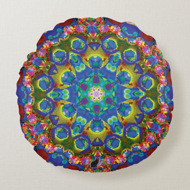 Doily Kaleidoscope Rundes Kissen (Vorderseite)