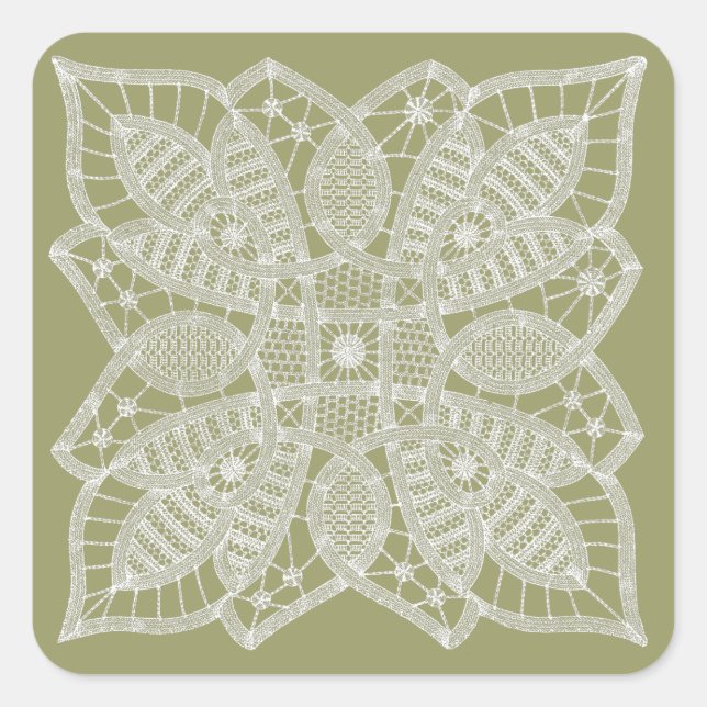 Doily-Spitze-Quadrat-Aufkleber Quadratischer Aufkleber (Vorderseite)