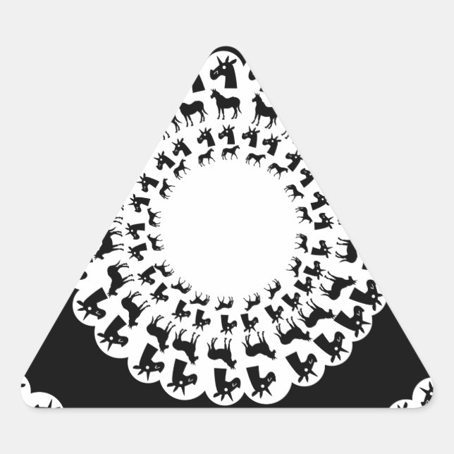 Doily Unicorn Dreieckiger Aufkleber (Vorderseite)