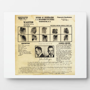 DOJ Identifcation order 1217 John Dillinger Fotoplatte